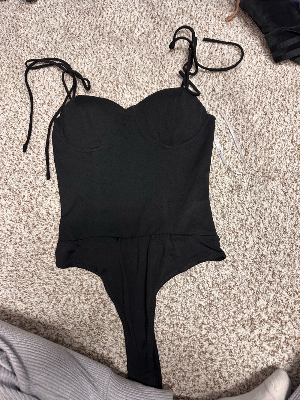Lulu's Black Kids One-Piece Swimsuit with Tie Straps
